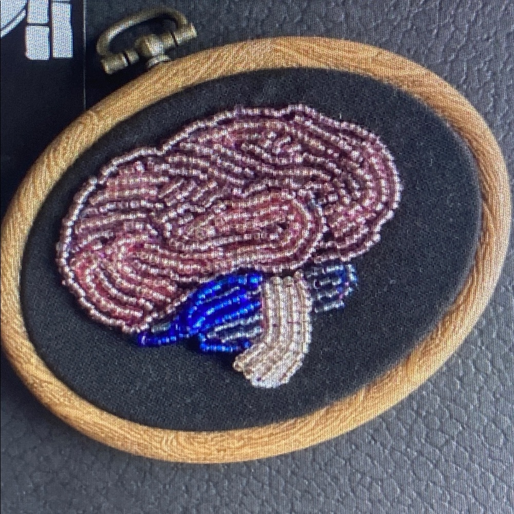 Glass Glitter Bead Brain Embroidery on Hoop